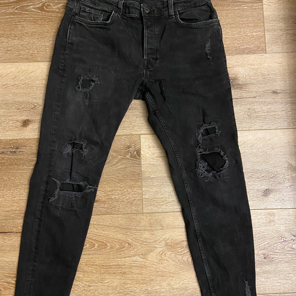 Zara Men's Black Ripped Skinny Jeans